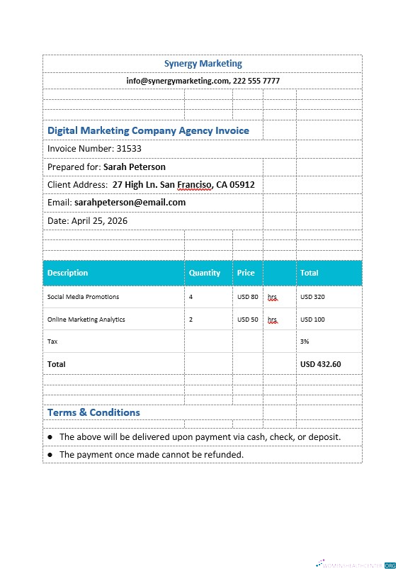 Download Digital Marketing Company Agency Invoice Template Photoshop template